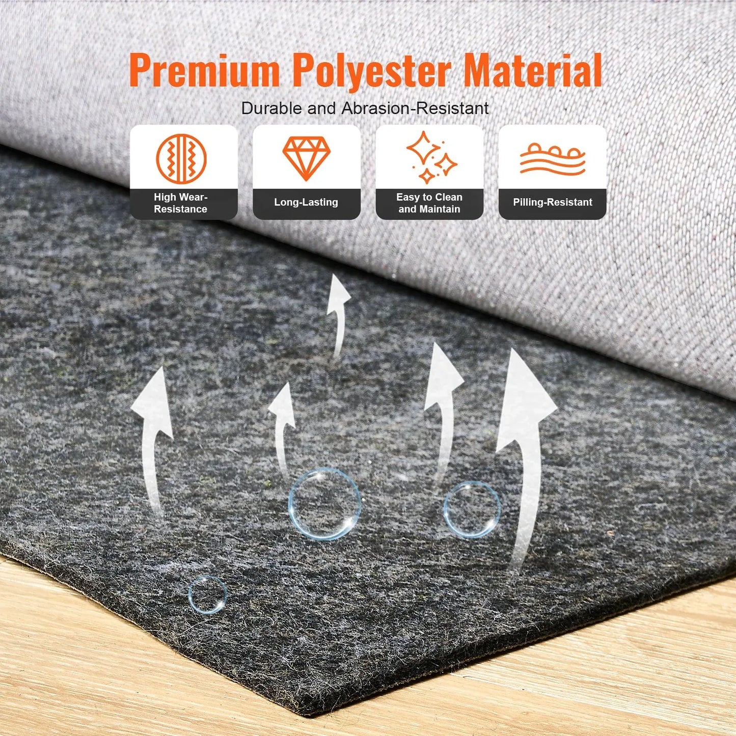 VEVOR Rug Pad Gripper 9' x 12' Protective Carpet Pad 0.47" Thick for All Floors - Mekamart Australia