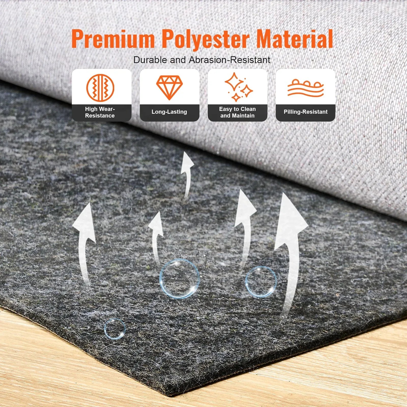VEVOR Rug Pad Gripper 9' x 12' Protective Carpet Pad 0.47" Thick for All Floors - Mekamart Australia