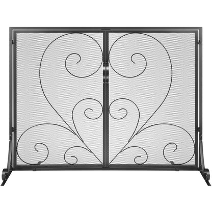 VEVOR 990x802MM Fireplace Screen 2-Panel Iron Mesh Spark Guard Vintage Black - Mekamart Australia