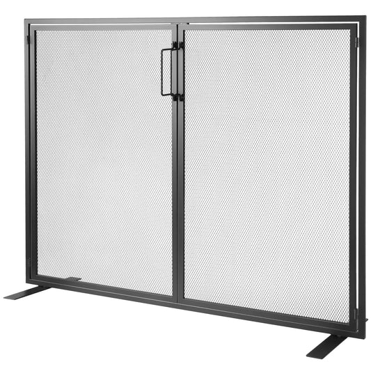 VEVOR Fireplace Screen 1 Panel with Door, Sturdy Iron Mesh Fireplace Screen, 990(L) x780(H)MM Spark Guard Cover, Simple Installation, Free Standing Fire Fence Grate for Living Room Home Decor Modern - Mekamart Australia