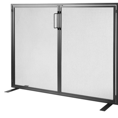 VEVOR Fireplace Screen 1 Panel with Door, Sturdy Iron Mesh Fireplace Screen, 990(L) x780(H)MM Spark Guard Cover, Simple Installation, Free Standing Fire Fence Grate for Living Room Home Decor Modern - Mekamart Australia