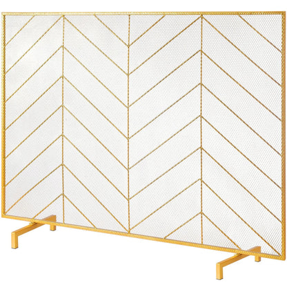 VEVOR 980x758MM Fireplace Screen 1-Panel Iron Mesh Spark Guard Modern Gold - Mekamart Australia