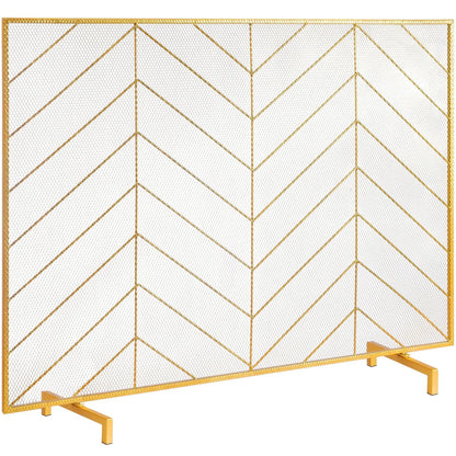 VEVOR 980x758MM Fireplace Screen 1-Panel Iron Mesh Spark Guard Modern Gold - Mekamart Australia