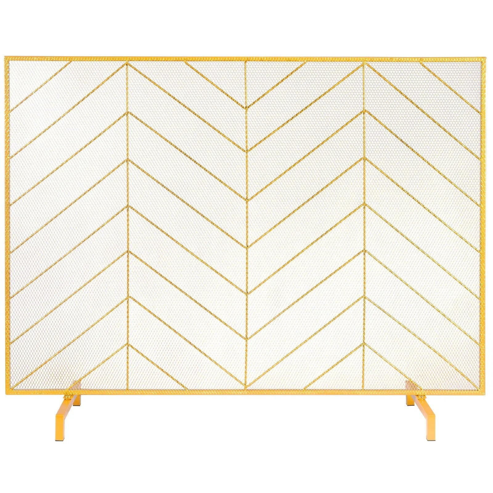 VEVOR 980x758MM Fireplace Screen 1-Panel Iron Mesh Spark Guard Modern Gold - Mekamart Australia