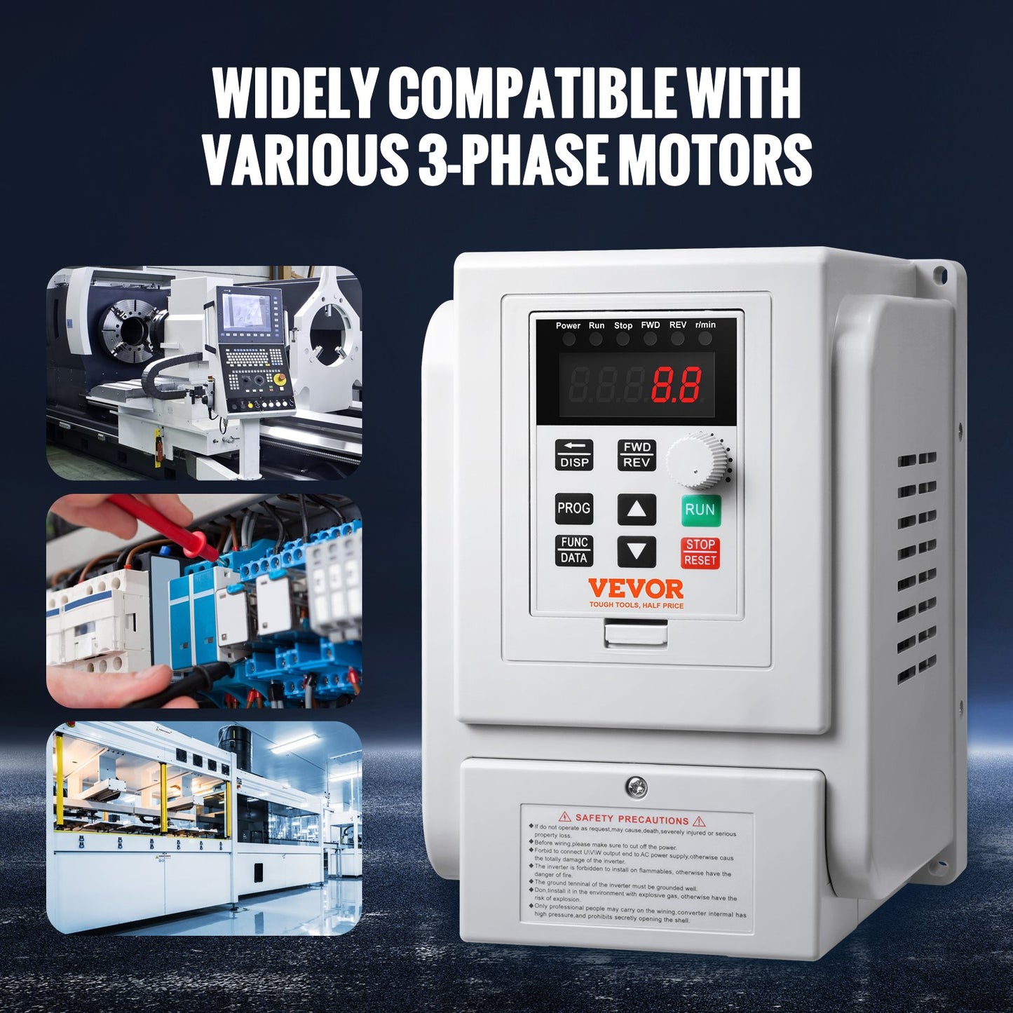 VFD 5HP, 4KW, 18A, 1 Phase 220V-240V Input to 3 Phase 220V-240V Output Variable Frequency Drive, 0-400Hz VFD for AC Motor Speed Control