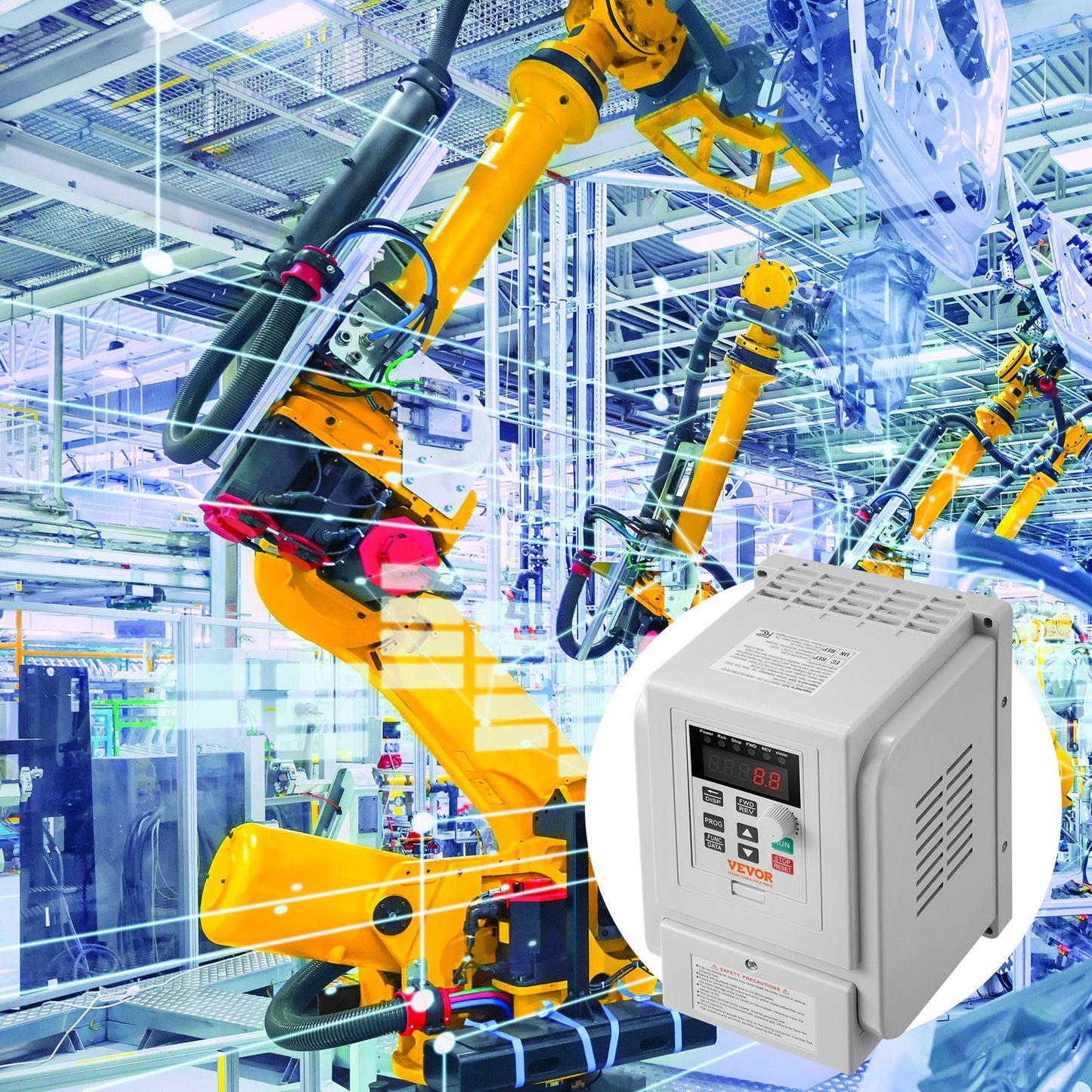 VFD 5HP, 4KW, 18A, 1 Phase 220V-240V Input to 3 Phase 220V-240V Output Variable Frequency Drive, 0-400Hz VFD for AC Motor Speed Control