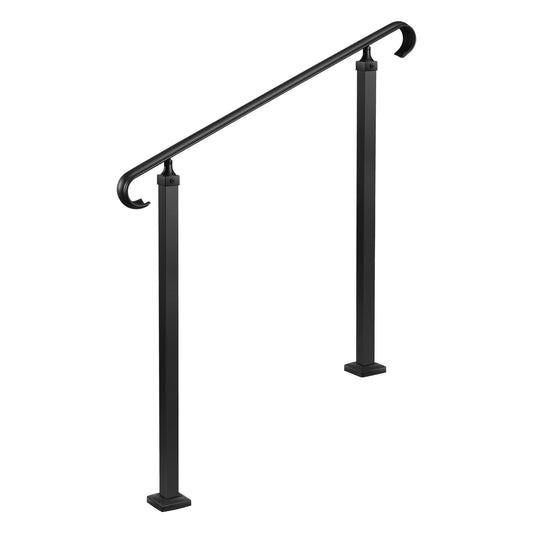Handrails for Outdoor Steps, 2-3 Step Adjustable Height, Carbon Steel Transitional Handrail with Installation Kit, Exterior Hand Railing for Steps, Concrete or Wooden Stairs, Porch, Matte Black