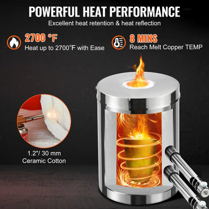 VEVOR 12KG Propane Smelting Furnace Kit Melting Furnace Double Burners 2700℉ - Mekamart Australia