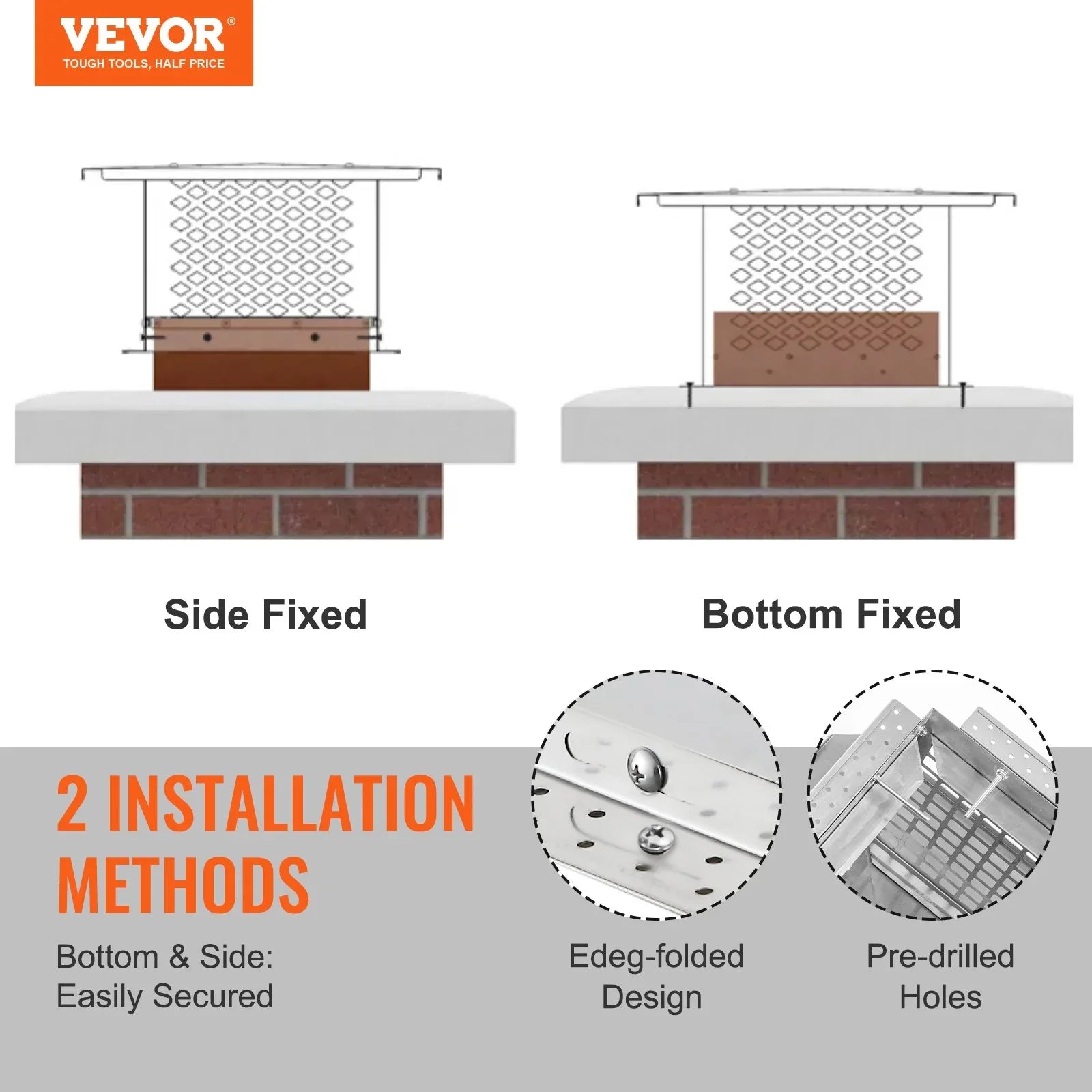 VEVOR Chimney Cap 13” x 9” 304Stainless Steel Fireplace Flue Caps Cover Mesh - Mekamart Australia