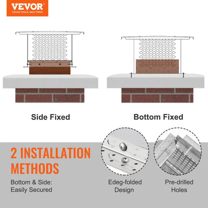 VEVOR Chimney Cap 13” x 9” 304Stainless Steel Fireplace Flue Caps Cover Mesh - Mekamart Australia