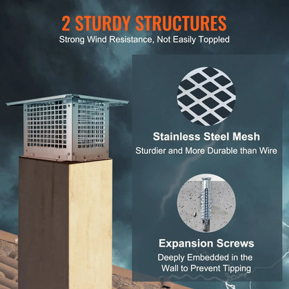 VEVOR Chimney Cap 13” x 9” 304Stainless Steel Fireplace Flue Caps Cover Mesh - Mekamart Australia