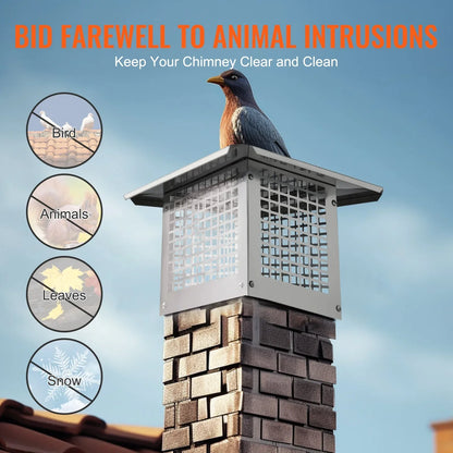 VEVOR Chimney Cap 13” x 9” 304Stainless Steel Fireplace Flue Caps Cover Mesh - Mekamart Australia