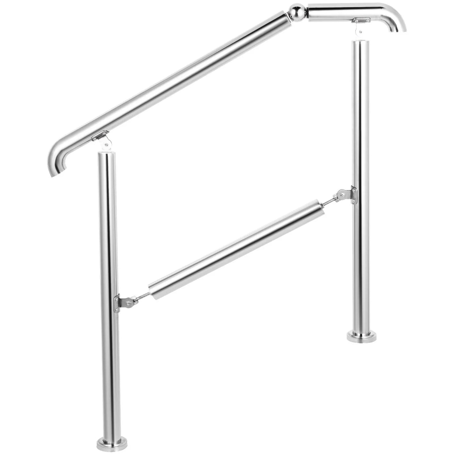 VEVOR 3 Step Railing Stainless Steel Transitional Handrail fit for Level Surface and 1 to 3 Steps Adjustable Stair Railing Indoor Outdoor Step Railings 220lb Capacity W/ Installation Kit Porch DIY - Mekamart Australia