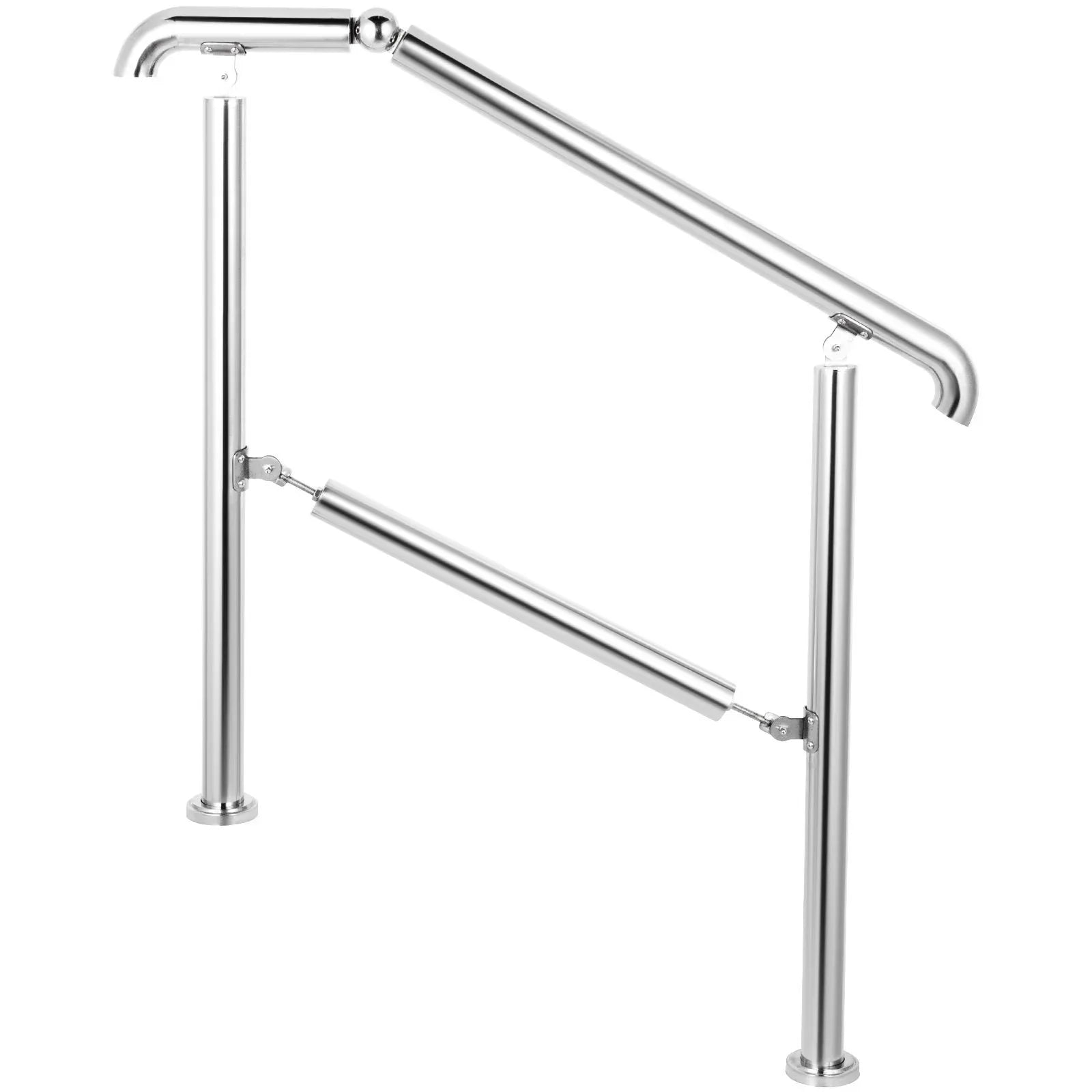 VEVOR 3 Step Railing Stainless Steel Transitional Handrail fit for Level Surface and 1 to 3 Steps Adjustable Stair Railing Indoor Outdoor Step Railings 220lb Capacity W/ Installation Kit Porch DIY - Mekamart Australia