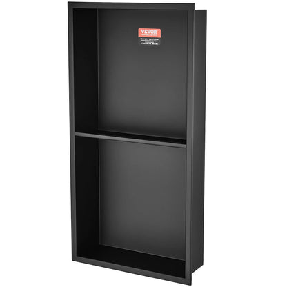 VEVOR 33.02 x 63.5 cm No Tile Shower Niche 304 Stainless Steel, Wall-Inserted Niche Recessed Double Shelves, Sealed Waterproof Rust-Resistant Modern Niche for Shower or Soap Storage Bathroom - Mekamart Australia