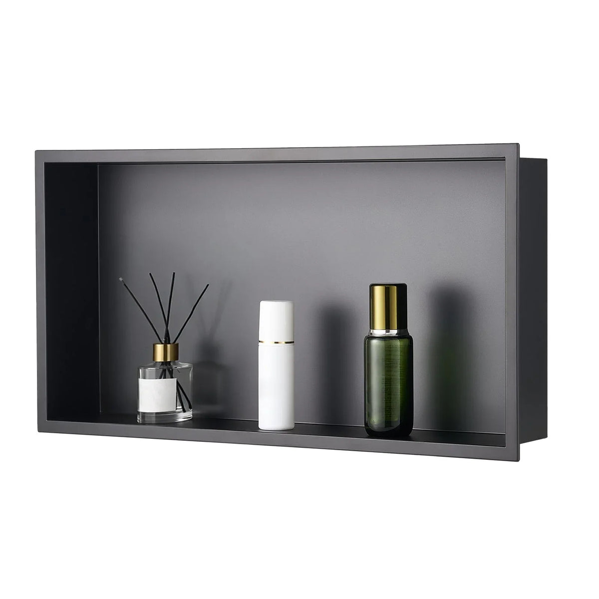 VEVOR Shower Niche, 33.0 x 63.5 x 10.2 cm Recessed Wall Niche, Heavy-duty Stainless Steel Modern Soap & Shampoo Storage Organizer, Sealed Waterproof, Durable & Easy to Install, Black for Bathroom - Mekamart Australia