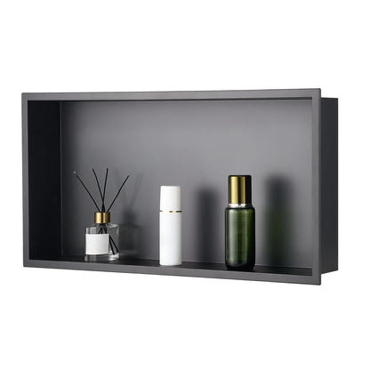 VEVOR Shower Niche, 33.0 x 63.5 x 10.2 cm Recessed Wall Niche, Heavy-duty Stainless Steel Modern Soap & Shampoo Storage Organizer, Sealed Waterproof, Durable & Easy to Install, Black for Bathroom - Mekamart Australia