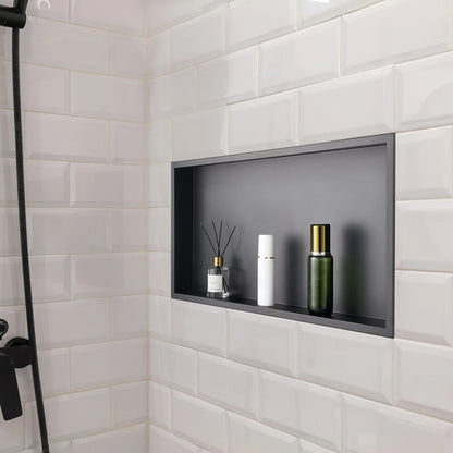 VEVOR Shower Niche, 33.0 x 63.5 x 10.2 cm Recessed Wall Niche, Heavy-duty Stainless Steel Modern Soap & Shampoo Storage Organizer, Sealed Waterproof, Durable & Easy to Install, Black for Bathroom - Mekamart Australia