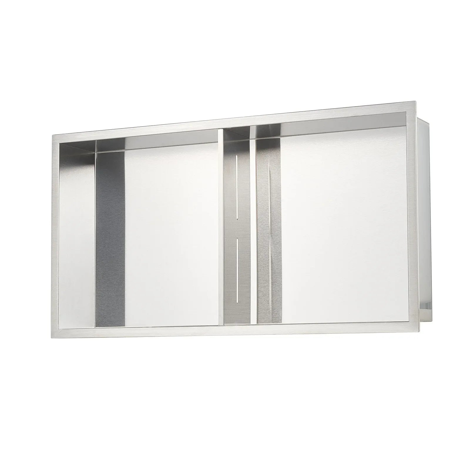 VEVOR Shower Niche, 33.0 x 63.5 x 10.2 cm Recessed Wall Niche Double-layer, with Hollowed-out Divider, Heavy-duty Stainless Steel Modern Shampoo Storage Organizer, Waterproof, Silver for Bathroom - Mekamart Australia
