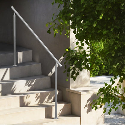 Handrails for Outdoor Steps, 59 in/ 150cm Length Stair Hand Rail Kit, Transitional Stainless Steel Railings with Installation Kit, Double-column Staircase Handrails for Seniors,Porch & Deck