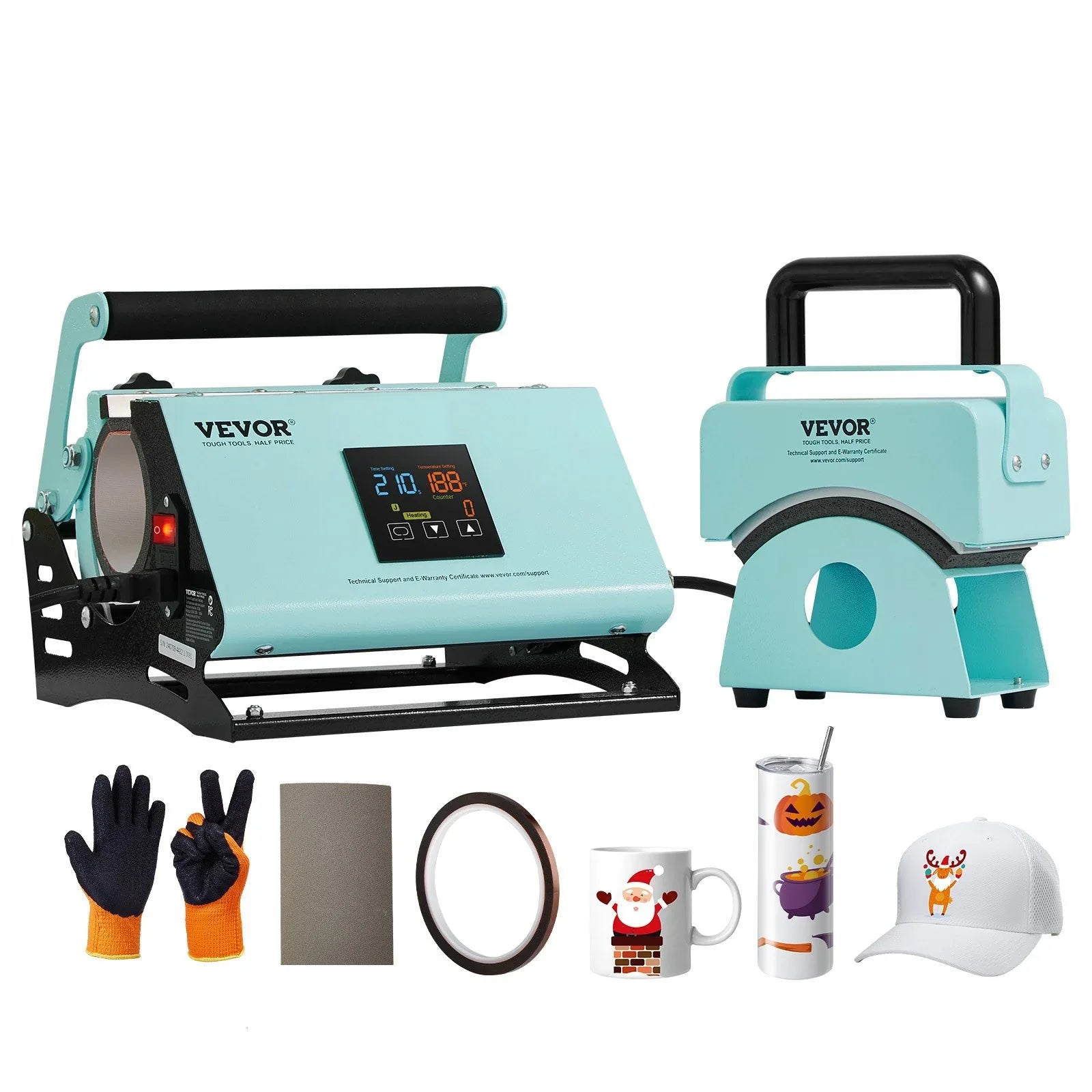 VEVOR 2 in 1 Tumbler and Hat Heat Press Machine Heat Machine for Caps Hats Mugs - Mekamart Australia