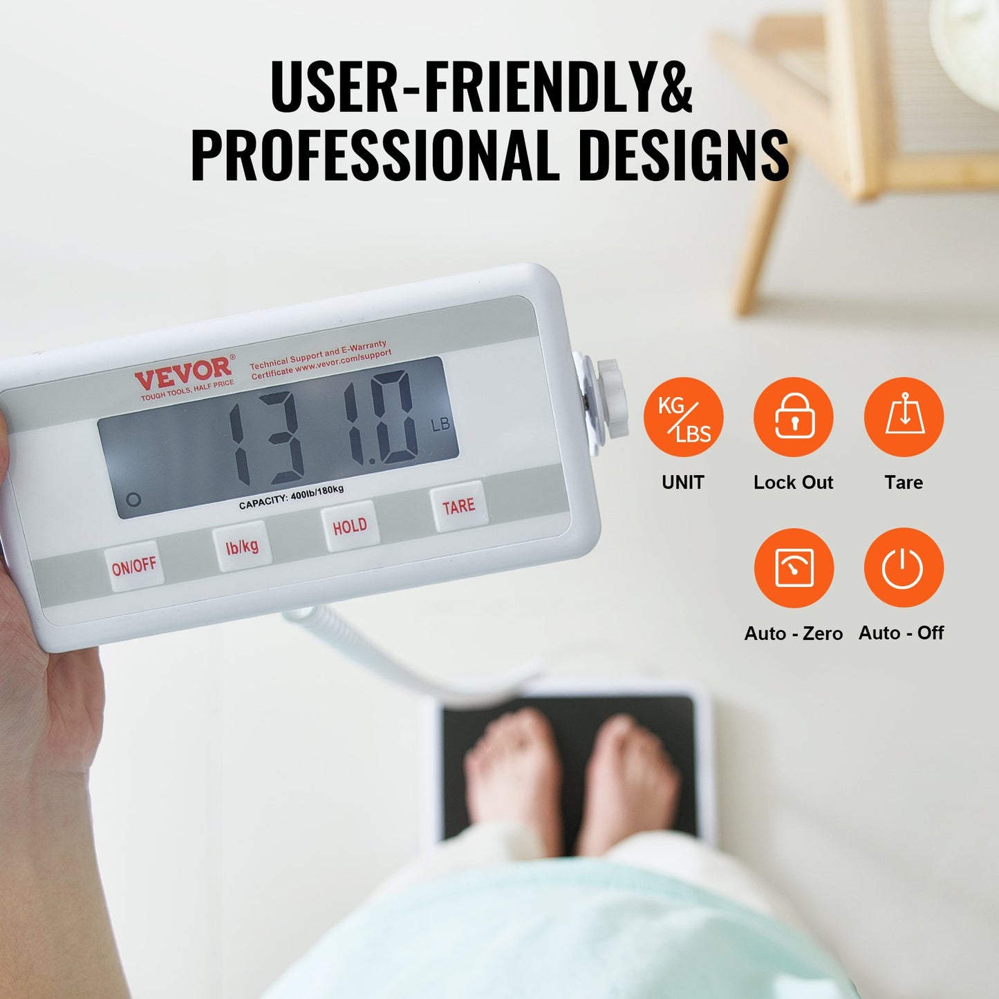 Portable Medical Scale, Professional Digital Physician Scale for Weighing - with Anti-Slip Mat, 2 Units (kg/lb), Hold & Tare Function, 400LBS Capacity Physician Wight Scale for Gym Home Hospital