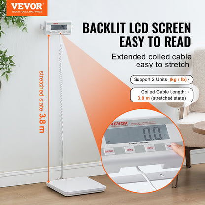 Portable Medical Scale, Professional Physician Scale for Weighing - with Anti-slip Platform, 2 Units, Hold & Tare Function, Digital Physician Weight Scale for Gym Home Hospital, 440LBS Capacity