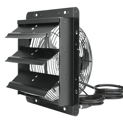 VEVOR Shutter Exhaust Fan, 254mm / 10inch with Temperature Humidity Controller, EC-motor, 843 CFM, Variable Speed Adjustable Wall Mount Attic Fan, Ventilation and Cooling for Greenhouses, Garages, Sheds - Mekamart Australia