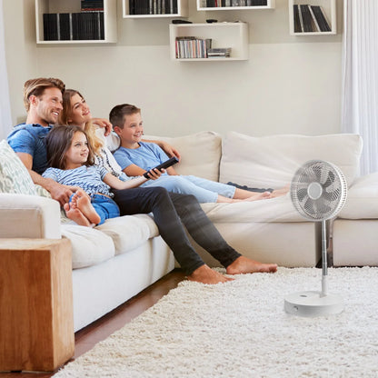 VEVOR 12 Inch Foldable Oscillating Standing Fan with Remote Control, 4 Speed Adjustable Portable Desk Quiet Fan, 7200mah Rechargeable USB Small Fan, Folded Rotating Floor Fan for Bedroom Office Travel - Mekamart Australia