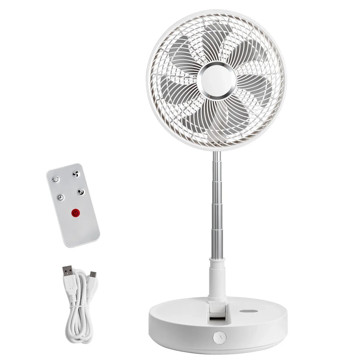VEVOR 12 Inch Foldable Oscillating Standing Fan with Remote Control, 4 Speed Adjustable Portable Desk Quiet Fan, 7200mah Rechargeable USB Small Fan, Folded Rotating Floor Fan for Bedroom Office Travel - Mekamart Australia