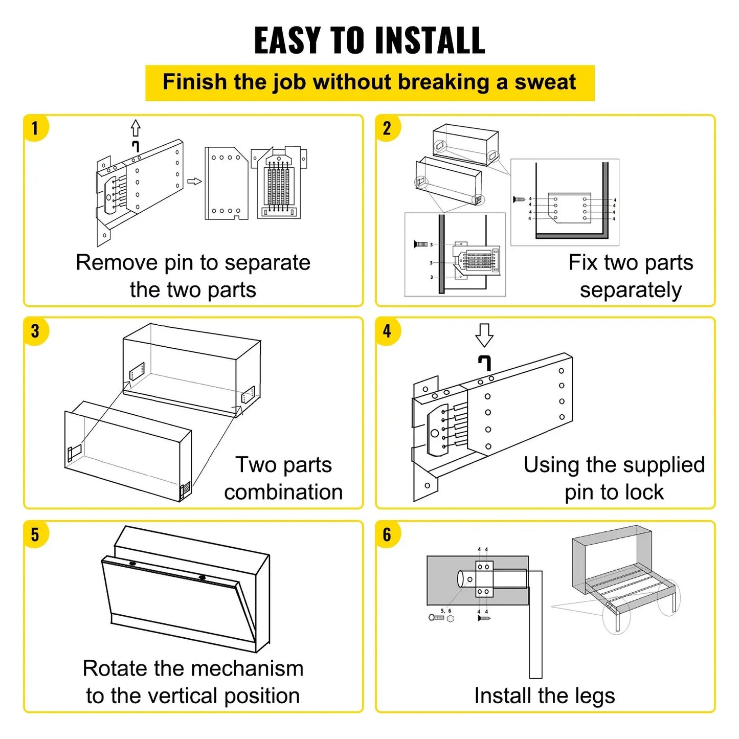 VEVOR DIY Murphy Bed Springs Mechanism Hardware Kit Horizontal for Twin Size Bed - Mekamart Australia