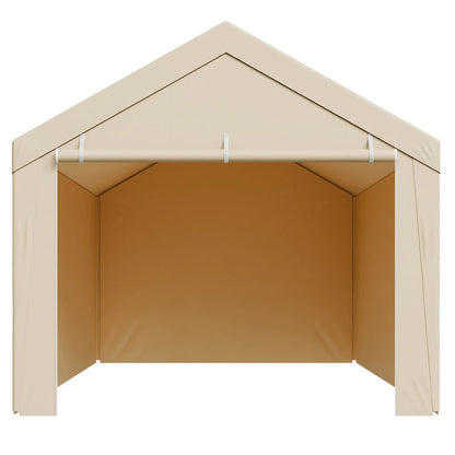 VEVOR Carport Replacement Canopy, 6 x 3 m Potable Garage Tent Top Tarp with Sidewalls, UV-Resistant & Waterproof, Heavy Duty Car Shelter Tarp with Ball Buggees, Beige, Frame Not Included - Mekamart Australia
