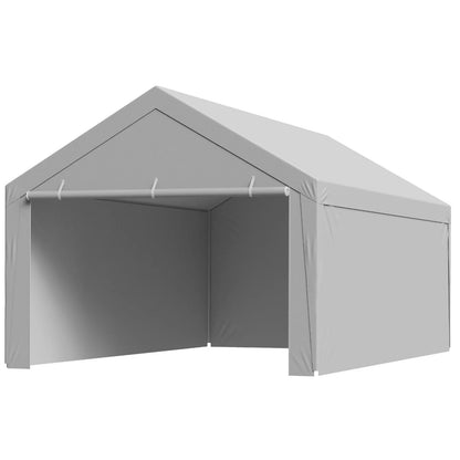 VEVOR Carport Replacement Canopy, 6x 3.6 m Potable Garage Tent Top Tarp with Sidewalls, UV-Resistant & Waterproof, Heavy Duty Car Shelter Tarp with Ball Buggees, Grey, Frame Not Included - Mekamart Australia