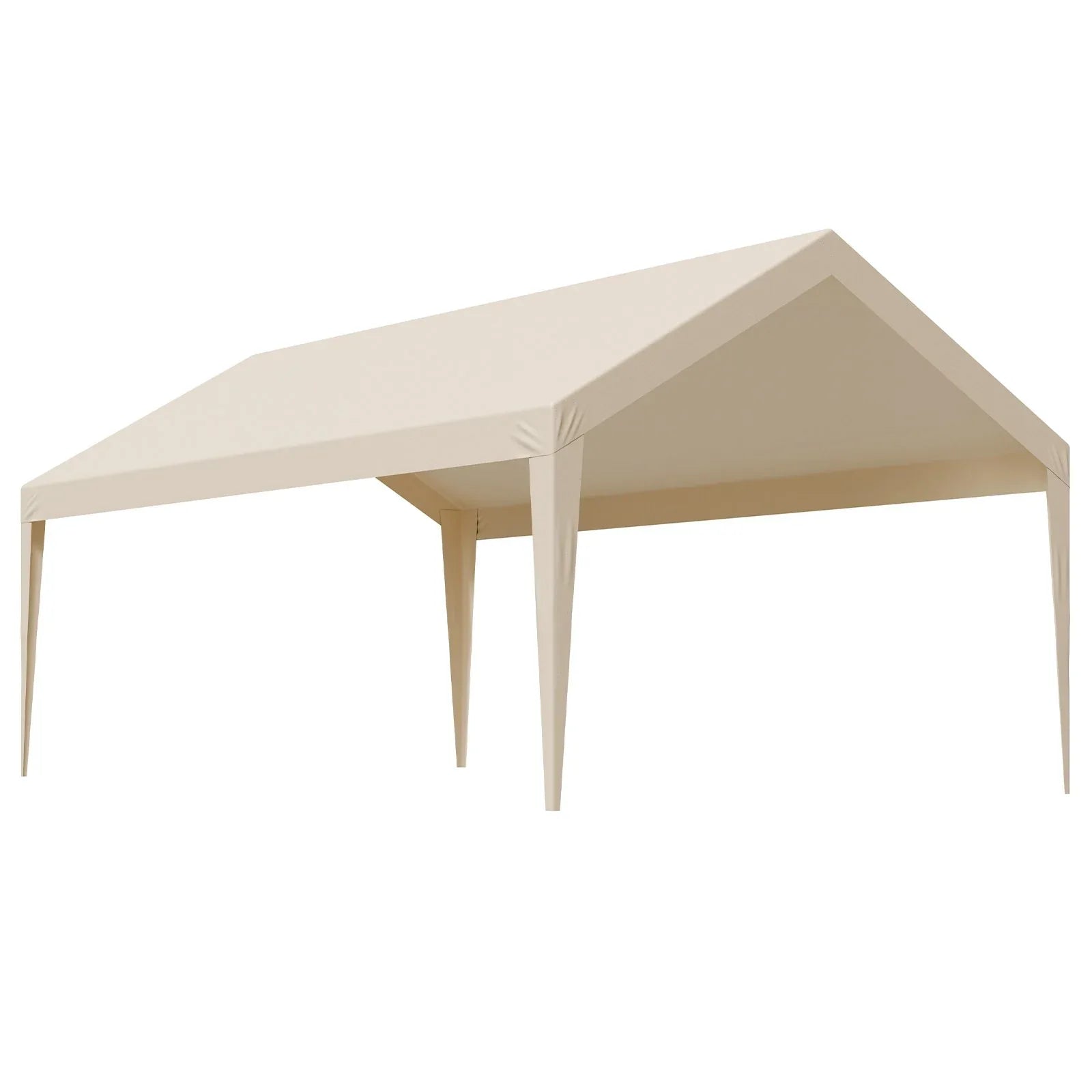 VEVOR Carport Replacement Canopy, 6 x 3.6 m Potable Garage Tent Top Tarp, UV-Resistant & Waterproof Car Shelter Tarp, Heavy Duty Car Port Cover with Ball Buggees, Beige, Frame Not Included - Mekamart Australia