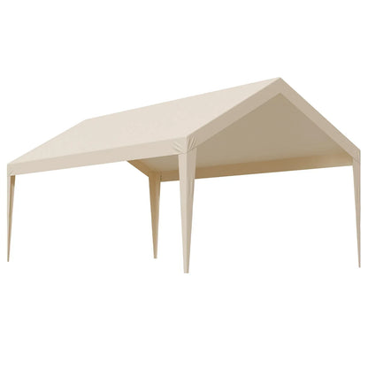 VEVOR Carport Replacement Canopy, 6 x 3.6 m Potable Garage Tent Top Tarp, UV-Resistant & Waterproof Car Shelter Tarp, Heavy Duty Car Port Cover with Ball Buggees, Beige, Frame Not Included - Mekamart Australia