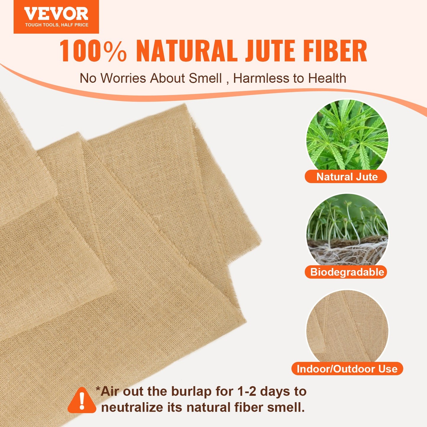 Burlap Fabric Roll, 1016 mm x 22.86 m & 50 x 50 Density Wide Natural Burlap Fabric Rolls, Jute Fabric Burlap Tree Wrap Roll, for Decor, Crafts, Wedding, Gardening, Plant & Tree Winter Covering