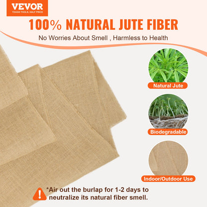 Burlap Fabric Roll, 1016 mm x 22.86 m & 50 x 50 Density Wide Natural Burlap Fabric Rolls, Jute Fabric Burlap Tree Wrap Roll, for Decor, Crafts, Wedding, Gardening, Plant & Tree Winter Covering
