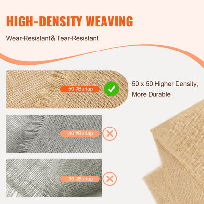 Burlap Fabric Roll, 1016 mm x 22.86 m & 50 x 50 Density Wide Natural Burlap Fabric Rolls, Jute Fabric Burlap Tree Wrap Roll, for Decor, Crafts, Wedding, Gardening, Plant & Tree Winter Covering