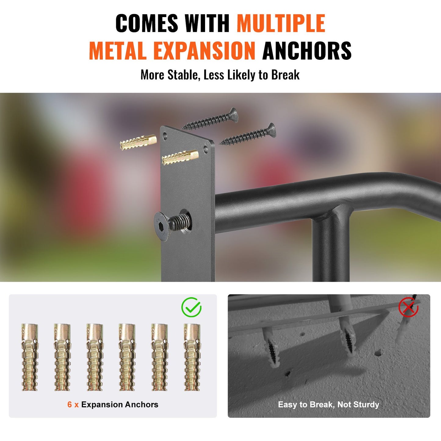 Handrails for Outdoor Steps, 32" Length Wall Mount Safety Railings for 1-3 Steps, U-Shaped Handrail with Matte Black Finished, Stair Handrails for Kids, Elderly, Pregnant Women, Disabled