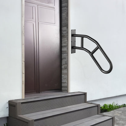 Handrails for Outdoor Steps, 32" Length Wall Mount Safety Railings for 1-3 Steps, U-Shaped Handrail with Matte Black Finished, Stair Handrails for Kids, Elderly, Pregnant Women, Disabled
