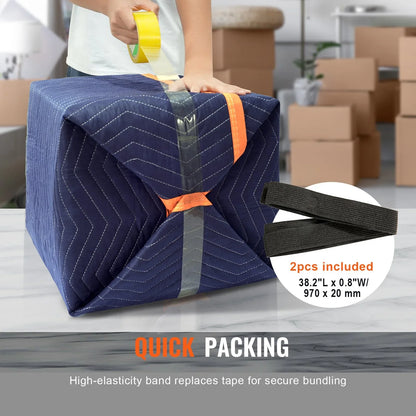 VEVOR Moving Blankets, 2032 x 1829 mm, 15.6 kg/dz, 12 Packs, Professional Non-Woven & Recycled Cotton Packing Blanket, Heavy Duty Mover Pads for Protecting Furniture, Floors, Appliances, Blue/Orange - Mekamart Australia