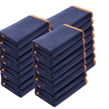 VEVOR Moving Blankets, 2032 x 1829 mm, 15.6 kg/dz, 12 Packs, Professional Non-Woven & Recycled Cotton Packing Blanket, Heavy Duty Mover Pads for Protecting Furniture, Floors, Appliances, Blue/Orange - Mekamart Australia