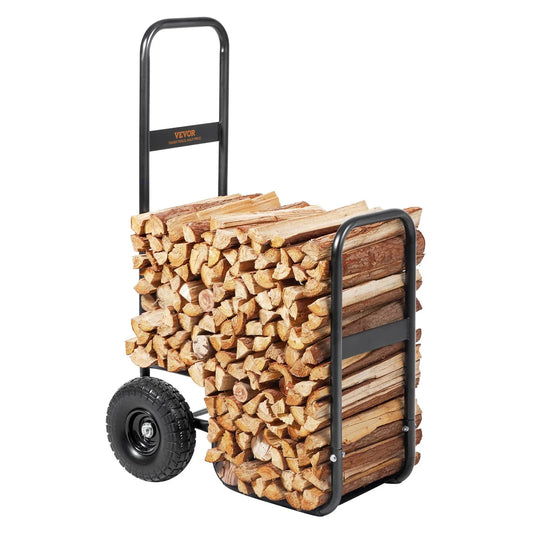 VEVOR Firewood Log Cart Wood Mover Hauler 250 lbs Capacity on PU Wheels Dolly - Mekamart Australia