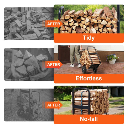 VEVOR Firewood Log Cart Wood Mover Hauler 250 lbs Capacity on PU Wheels Dolly - Mekamart Australia