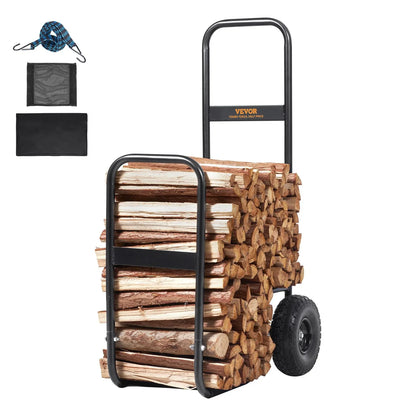 VEVOR Firewood Log Cart Wood Mover Hauler 250 lbs Capacity on PU Wheels Dolly - Mekamart Australia