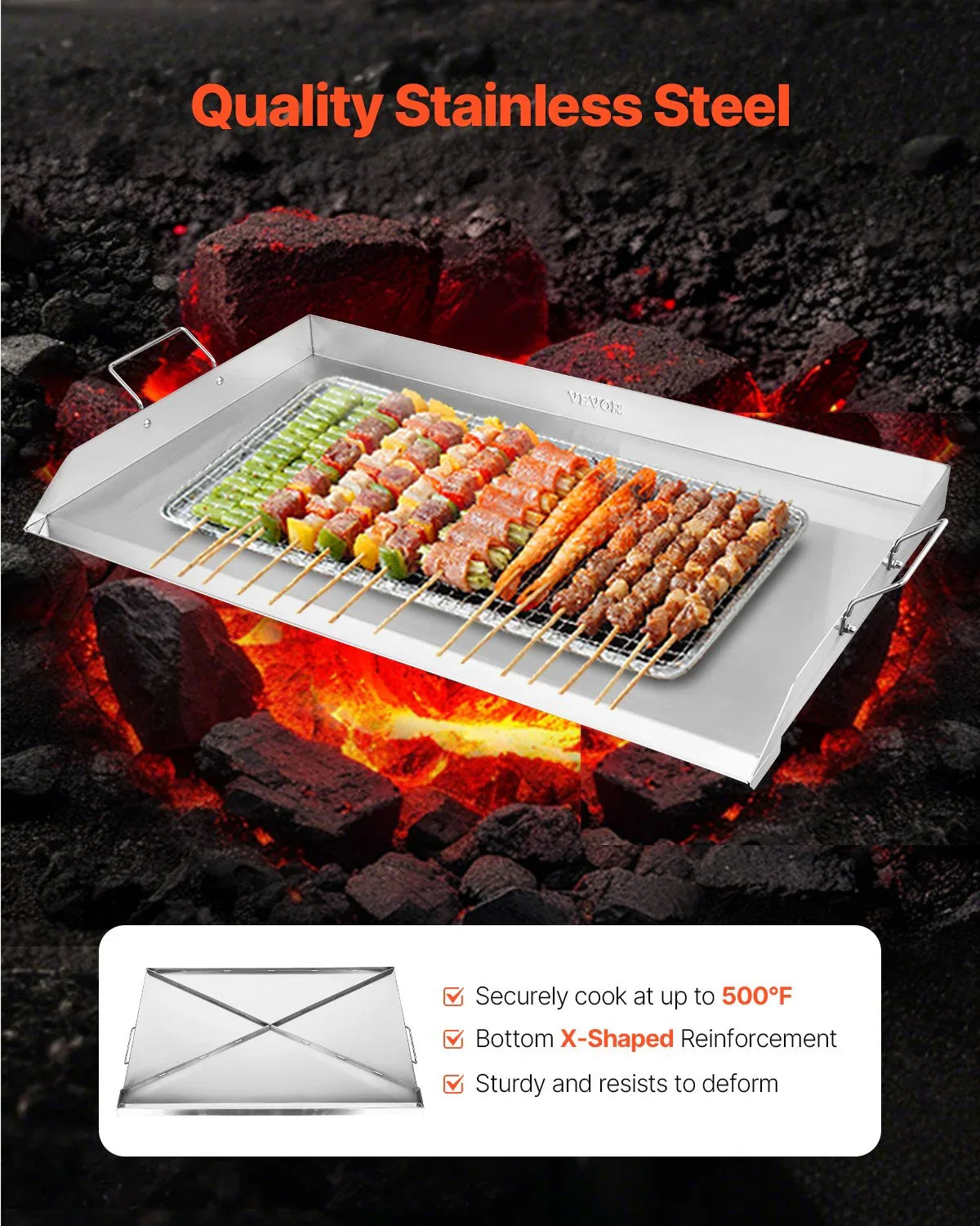 VEVOR 36x22 in Flat Top Griddle Stainless Steel Universal BBQ Grill Pan Cookware - Mekamart Australia