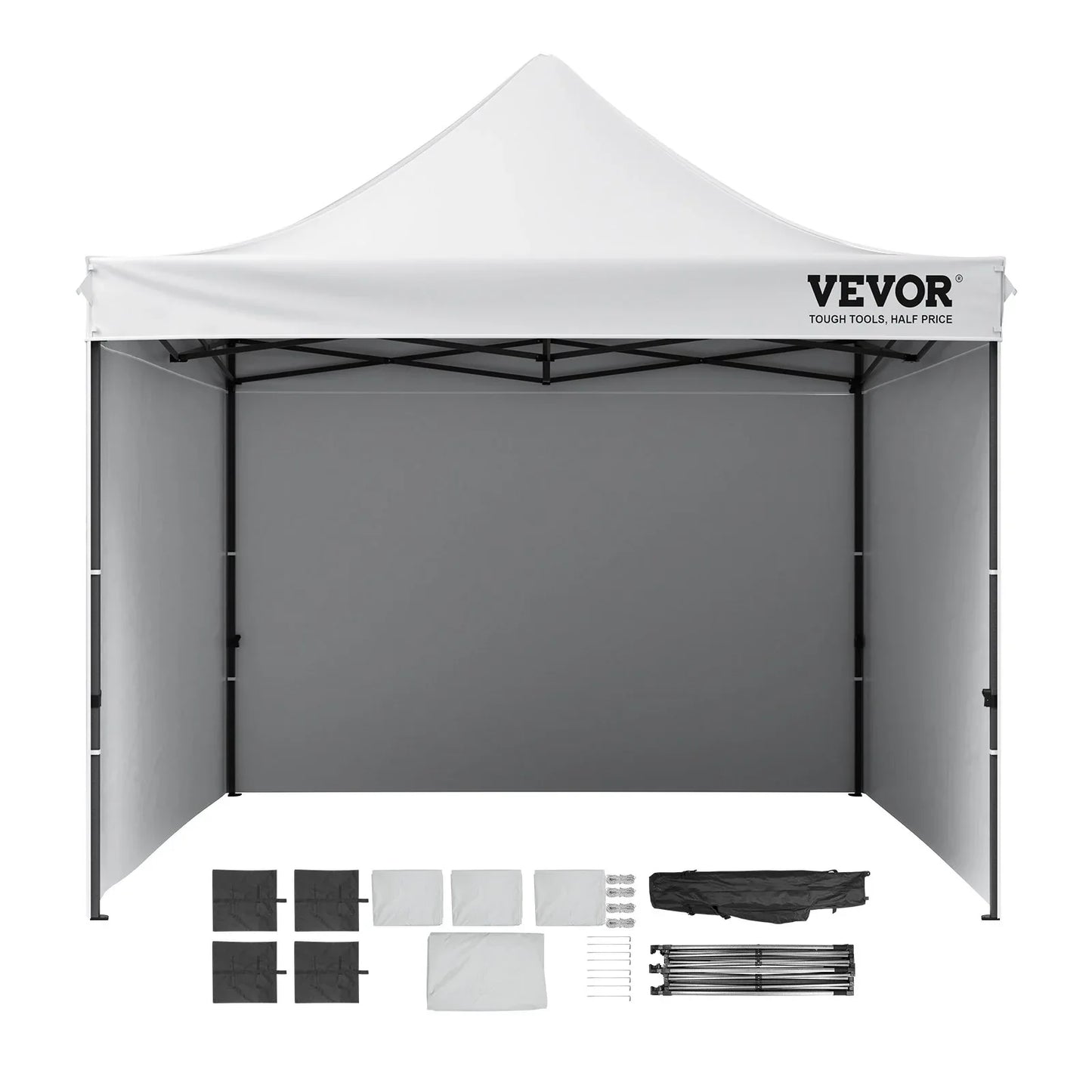 VEVOR Pop Up Canopy Tent Outdoor Gazebo Tent 10x10FT with Sidewalls & Bag White - Mekamart Australia