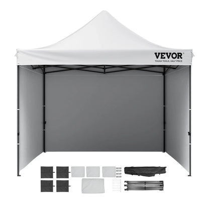 VEVOR Pop Up Canopy Tent Outdoor Gazebo Tent 10x10FT with Sidewalls & Bag White - Mekamart Australia