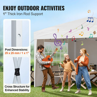 VEVOR Pop Up Canopy, 2.95 x 2.95 m Instant Canopy Portable Gazebo with 3 Sidewalls & 2 Ventilated Windows, Height Adjustable Pop-Up Outdoor Shelter Tent for Events, Patio, Backyard, Party, Parking - Mekamart Australia