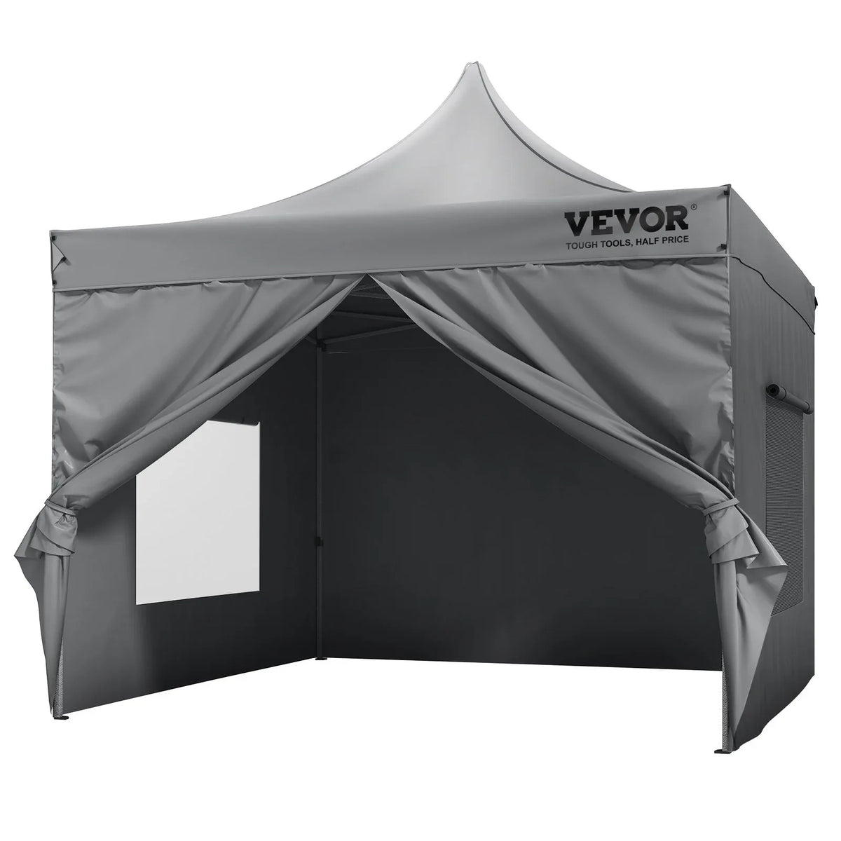 VEVOR 304.8 x 304.8 cm Pop up Canopy with Removable Sidewalls, Instant Canopies Portable Gazebo & Wheeled Bag, UV Resistant Waterproof, Enclosed Canopy Tent for Outdoor Events, Patio, Backyard, Party - Mekamart Australia